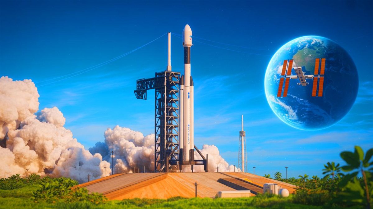 Illustration de la mission Ax-4 de SpaceX en attente de décollage vers l'ISS. Image réalisée par IA.