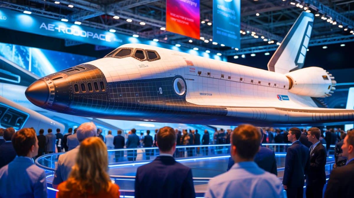 Illustration de l'avion spatial Vortex de Dassault présenté au salon du Bourget 2025. Image réalisée par IA.