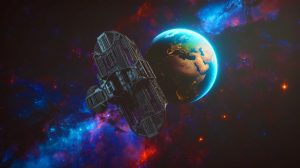 Illustration de l'objet mystérieux en orbite connu sous le nom de Black Knight. Image réalisée par IA.