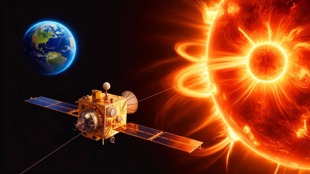 Un spectacle inédit dévoilé : les images époustouflantes du pôle Sud du Soleil prises pour la première fois fascinent les scientifiques du monde entier Illustration de la sonde Solar Orbiter capturant des images du pôle Sud du Soleil. Image réalisée par IA.
