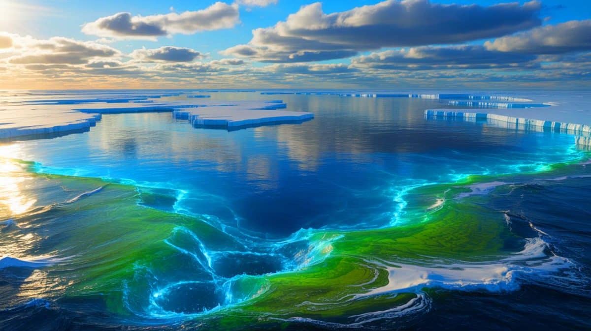 Illustration de l'anomalie climatique dans l'océan Atlantique entre le Groenland et l'Irlande. Image réalisée par IA.