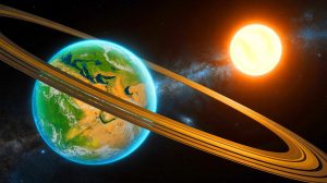 Illustration de la super-Terre Kepler-725c dans son orbite elliptique autour de son étoile. Image réalisée par IA.