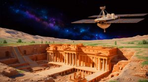 Illustration de la découverte d'une villa gallo-romaine près d'Auxerre et des avancées de Voyager 1. Image réalisée par IA.