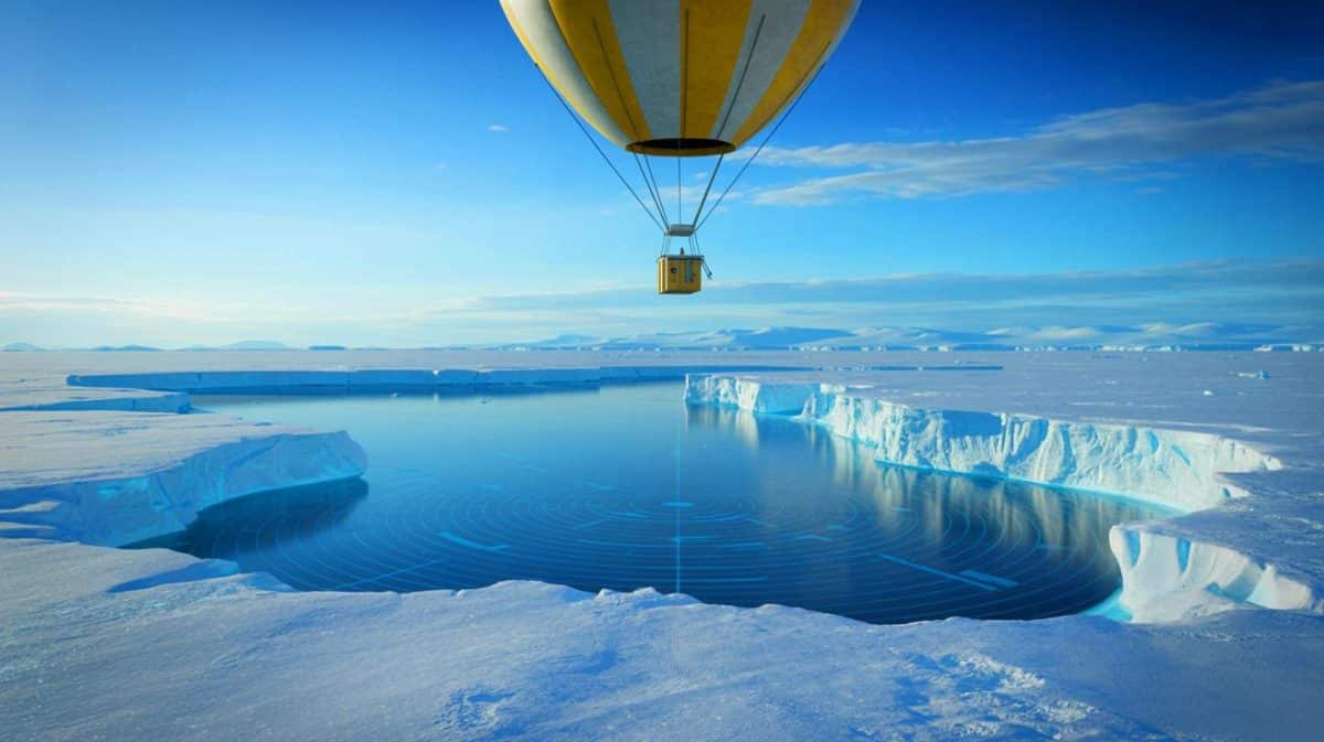 Illustration de signaux radio anormaux détectés sous la glace de l'Antarctique. Image réalisée par IA.