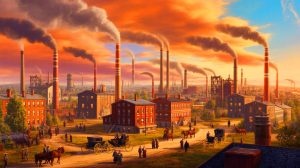 Illustration de l'impact historique du réchauffement climatique dès le XIXe siècle. Image réalisée par IA.