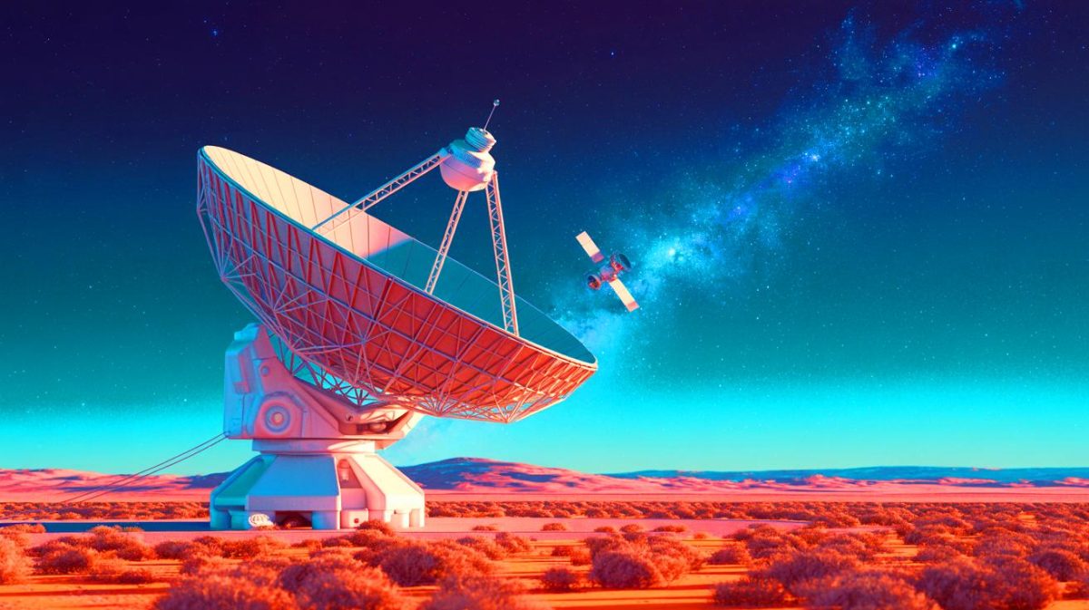 Une découverte terrifiante : ce signal radio venu du fond de l’espace révèle une origine technologique inquiétante qui bouleverse les scientifiques Illustration de la détection d'un signal radio par le radiotélescope ASKAP, provenant du satellite Relay 2. Image réalisée par IA.