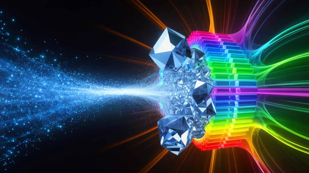 Illustration de la lumière transformée en matière dans un état supersolide. Image réalisée par IA.