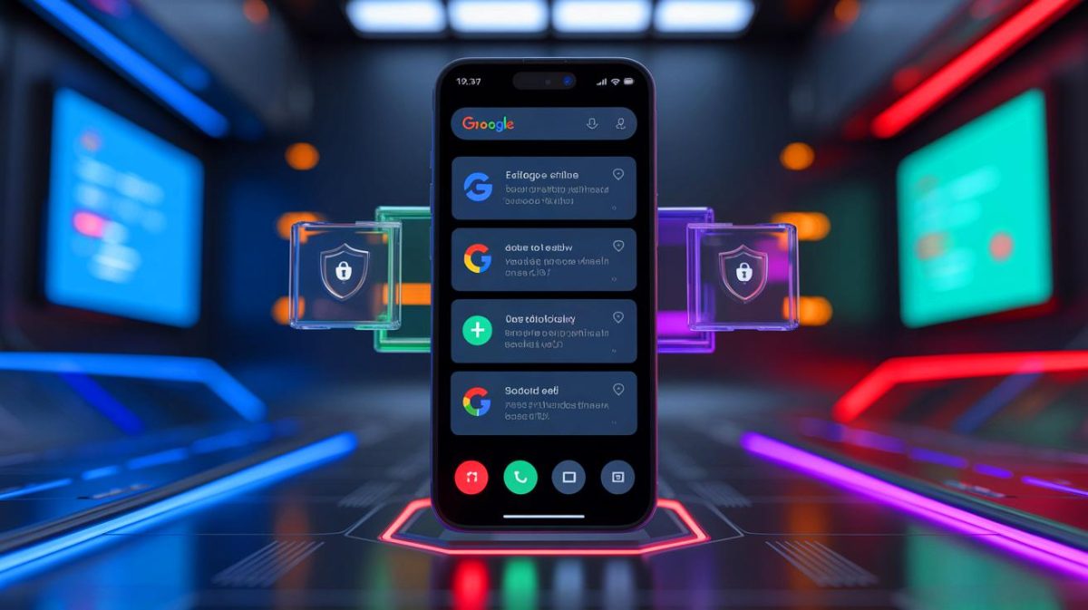 Illustration des nouveautés d'Android 16, incluant notifications en temps réel et sécurité renforcée. Image réalisée par IA.