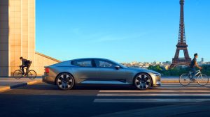Illustration de l'arrivée de Polestar sur le marché français des voitures électriques haut de gamme. Image réalisée par IA.