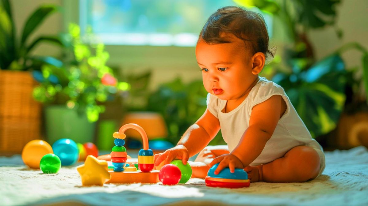 Illustration de l'impact des capacités cognitives précoces des bébés sur leur intelligence future. Image réalisée par IA.