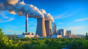 Illustration de l'assouplissement des réglementations sur les émissions des centrales électriques aux États-Unis. Image réalisée par IA.