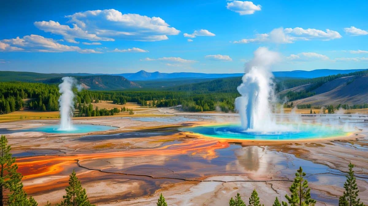 Illustration de la caldeira volcanique de Yellowstone et son potentiel éruptif. Image réalisée par IA.
