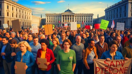 Illustration de la mobilisation citoyenne contre la loi Duplomb, générée par intelligence artificielle.