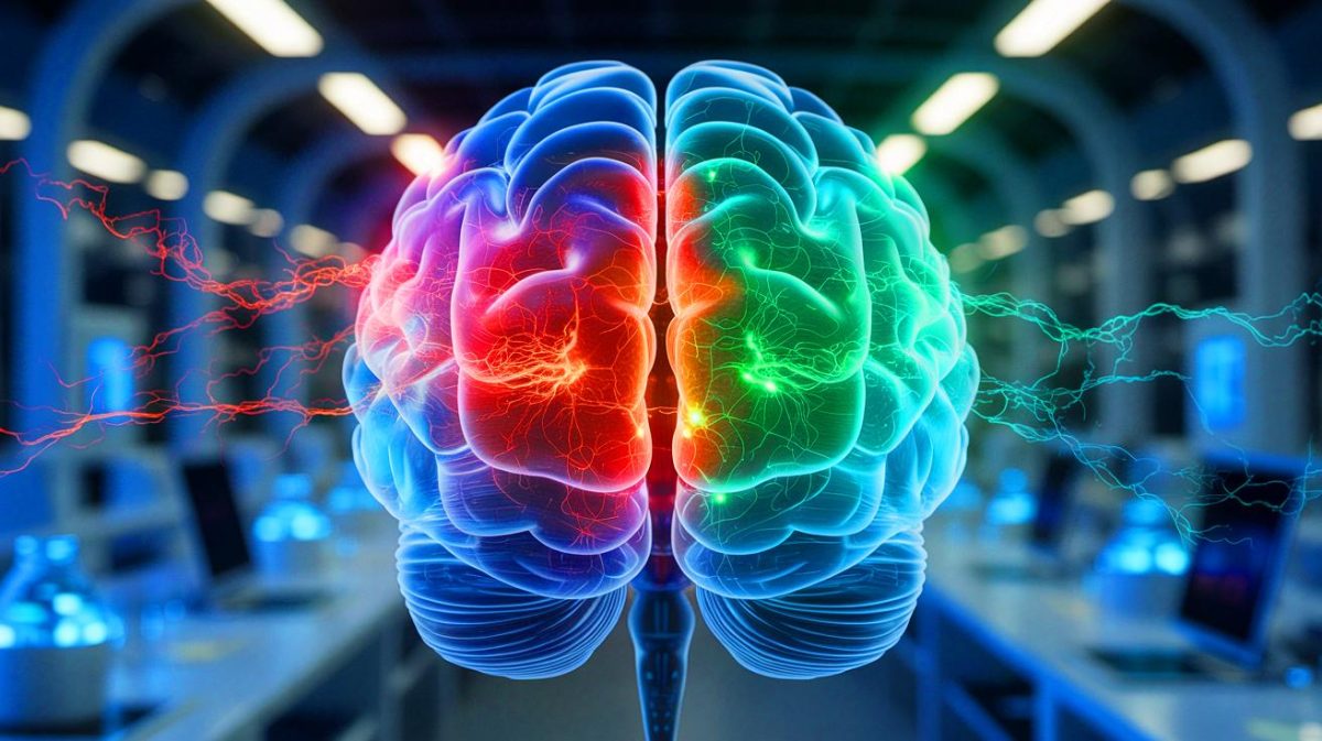 Illustration de l'impact de ChatGPT sur l'activité cérébrale et la mémoire. Image réalisée par IA.