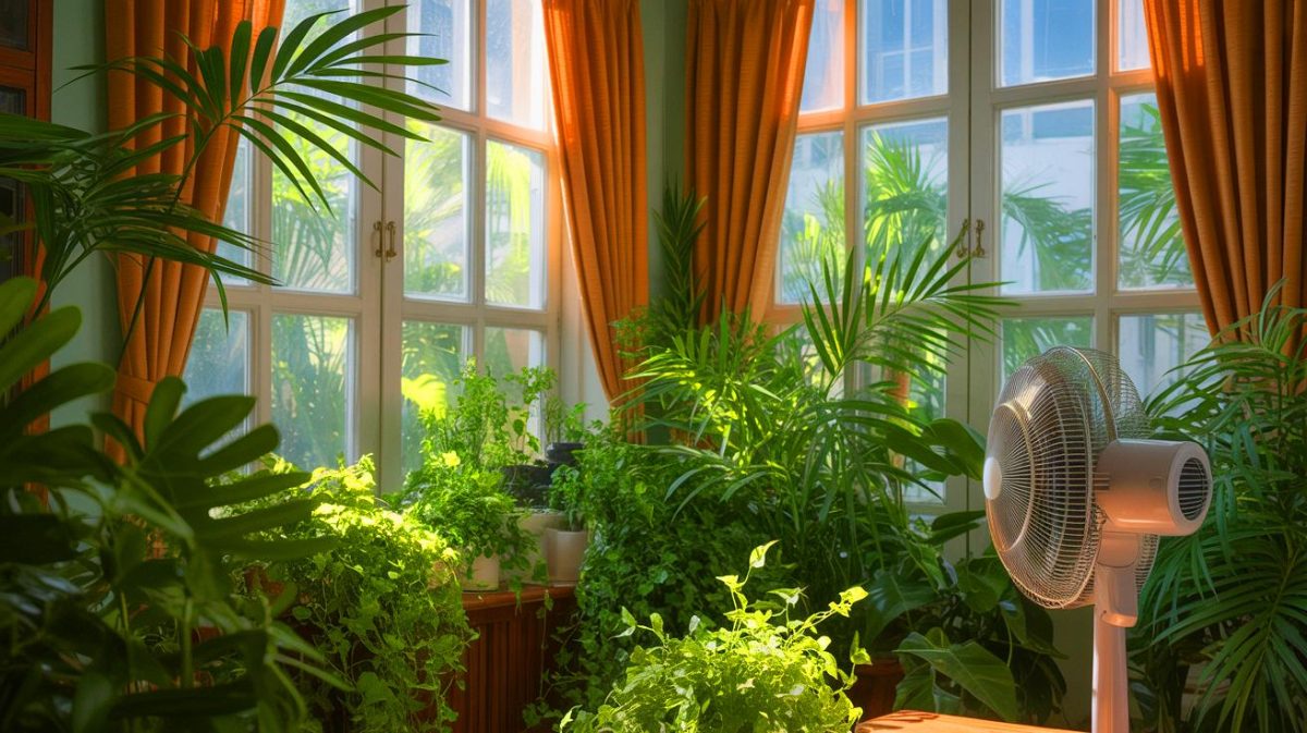 Canicule meurtrière : découvrez cette méthode infaillible pour transformer votre maison en oasis de fraîcheur malgré la chaleur étouffante Illustration de la gestion des fenêtres pour maintenir la fraîcheur intérieure durant une vague de chaleur. Image réalisée par IA.