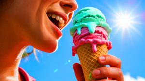 Illustration de la douleur frontale causée par le "brain freeze", créée par intelligence artificielle.