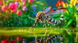 Illustration de la propagation du moustique-tigre en France, générée par intelligence artificielle.