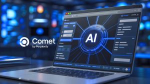 Illustration de Comet, le navigateur innovant de Perplexity, générée par intelligence artificielle.