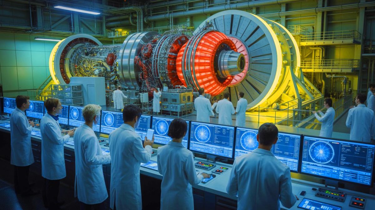 Illustration de la découverte du boson de Higgs par le Cern en 2012, générée par intelligence artificielle.