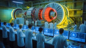 Illustration de la découverte du boson de Higgs par le Cern en 2012, générée par intelligence artificielle.