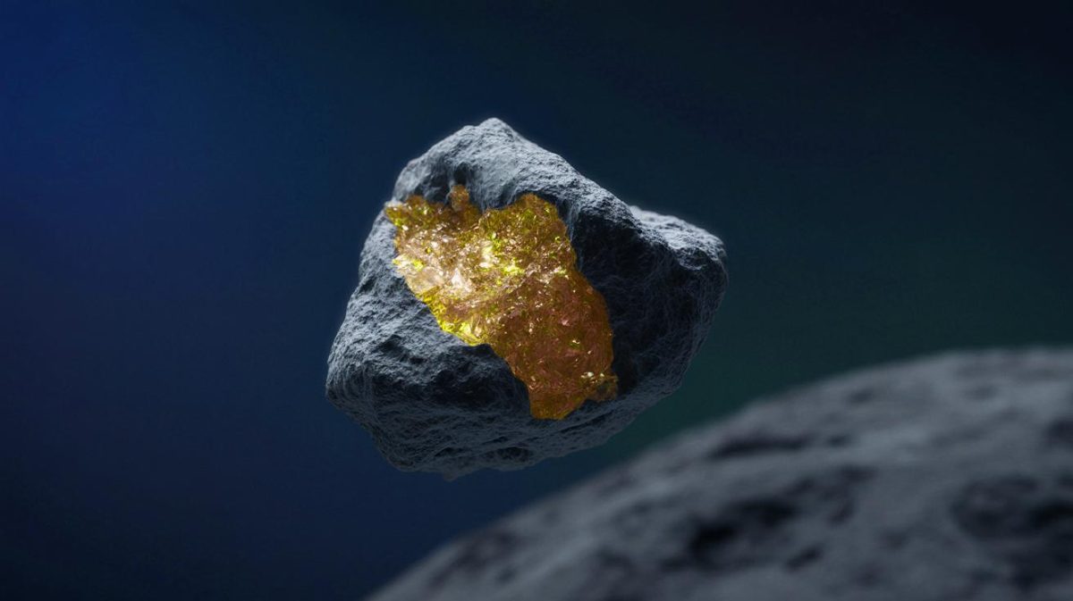 Illustration de la découverte inattendue du minéral djerfisherite sur un grain de poussière de l'astéroïde Ryugu, générée par intelligence artificielle.