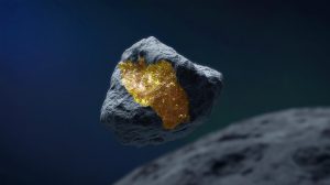 Illustration de la découverte inattendue du minéral djerfisherite sur un grain de poussière de l'astéroïde Ryugu, générée par intelligence artificielle.