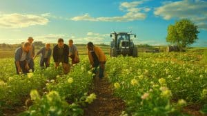 Illustration de la loi Duplomb-Menonville réintroduisant un pesticide controversé, générée par intelligence artificielle.