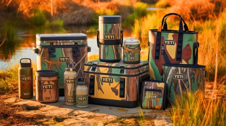 Illustration de la collection Wetlands Camo de Yeti, créée par intelligence artificielle.
