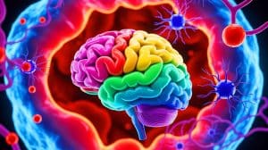 Illustration de l'impact des hormones placentaires sur le développement cérébral humain, générée par intelligence artificielle.