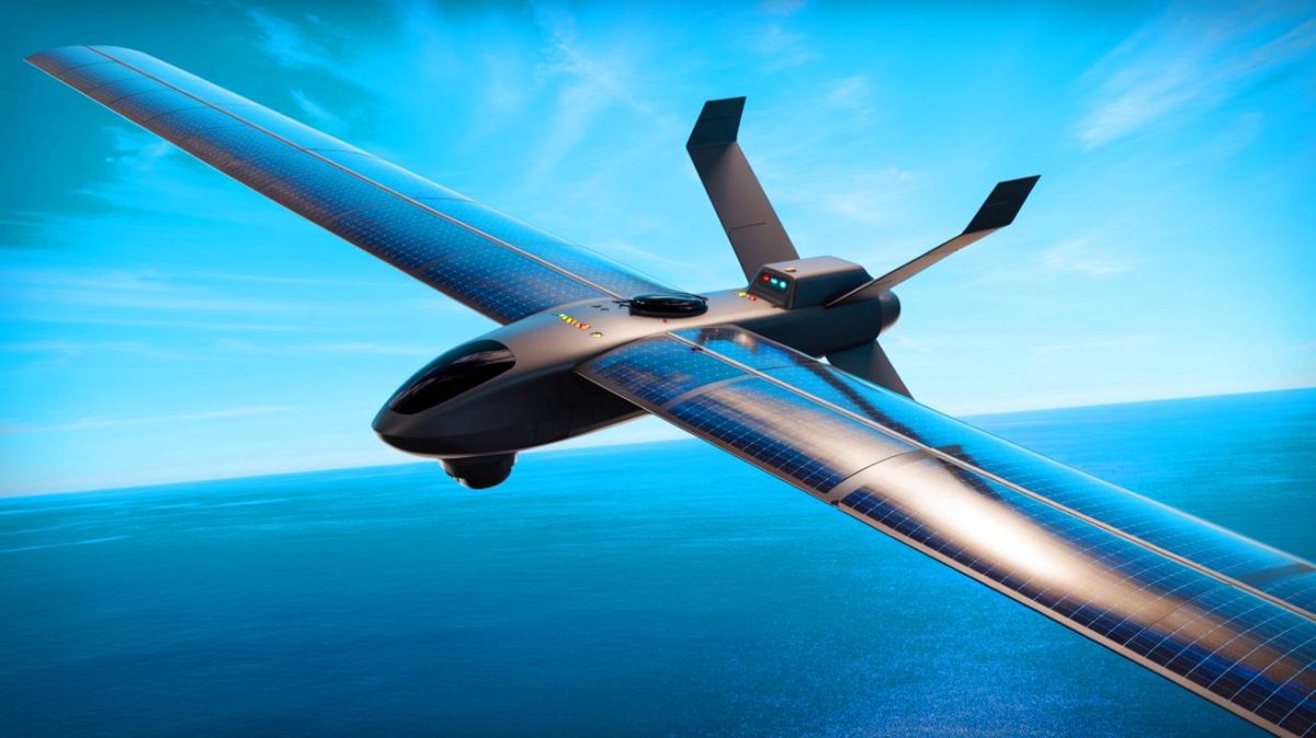 Illustration de Skydweller, le drone solaire endurant, équipé d'un radar intelligent, générée par intelligence artificielle.