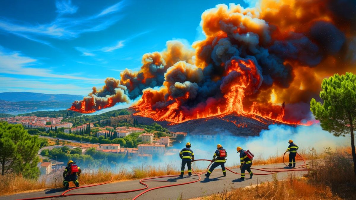 Illustration de l'incendie menaçant Marseille, générée par intelligence artificielle.