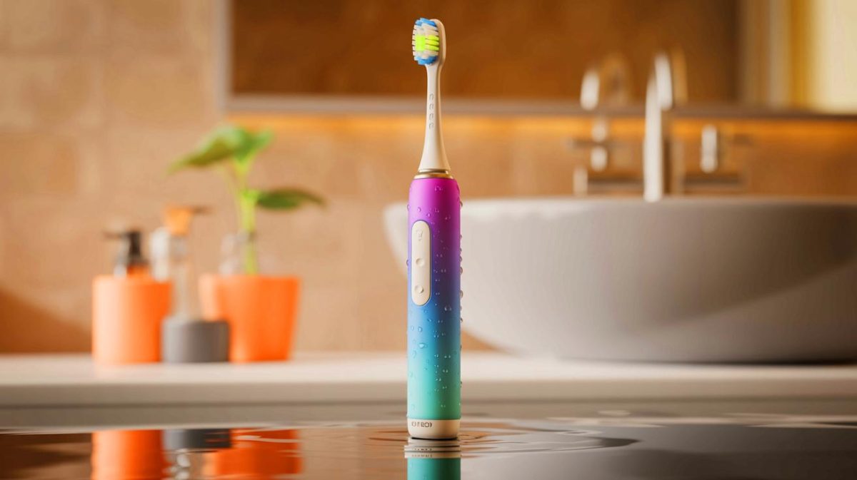 Illustration de la brosse à dents électrique Laifen Wave Special avec son design élégant et ses fonctionnalités innovantes, générée par intelligence artificielle.