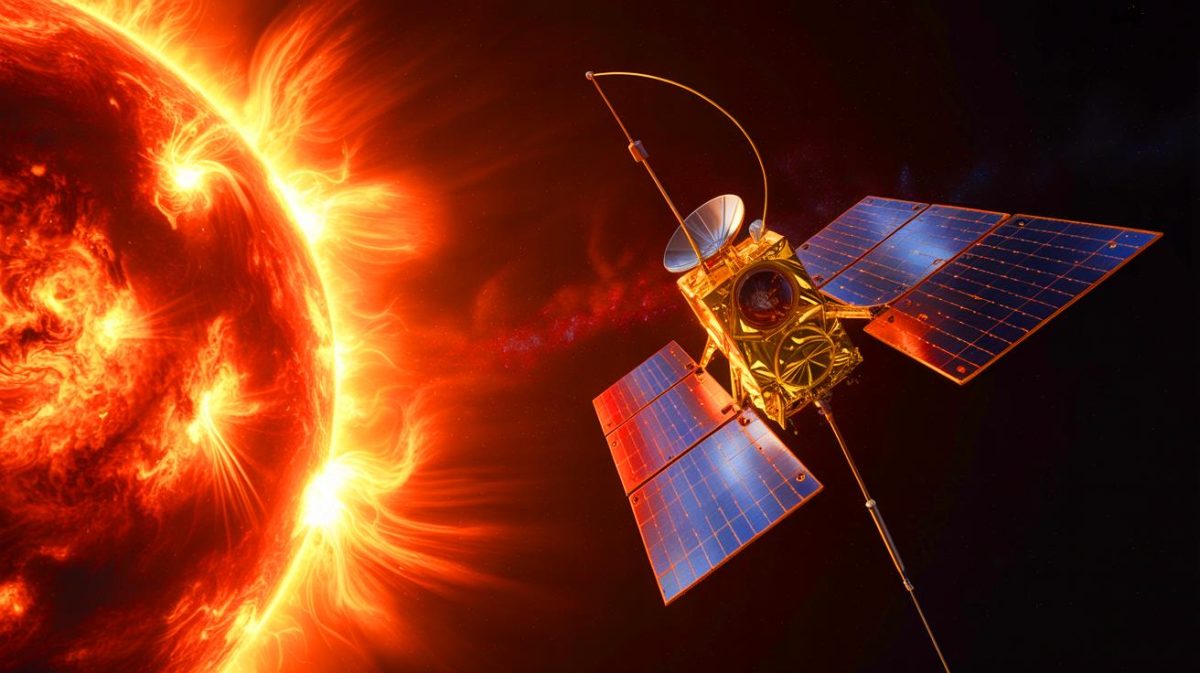 Illustration de la sonde Parker capturant des images du Soleil, générée par intelligence artificielle.