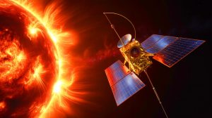 Illustration de la sonde Parker capturant des images du Soleil, générée par intelligence artificielle.