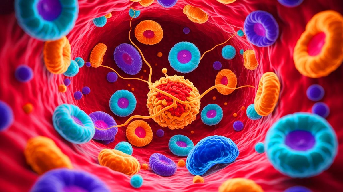 Illustration de l'hémifusome, structure récemment découverte dans les cellules humaines. Image réalisée par IA.