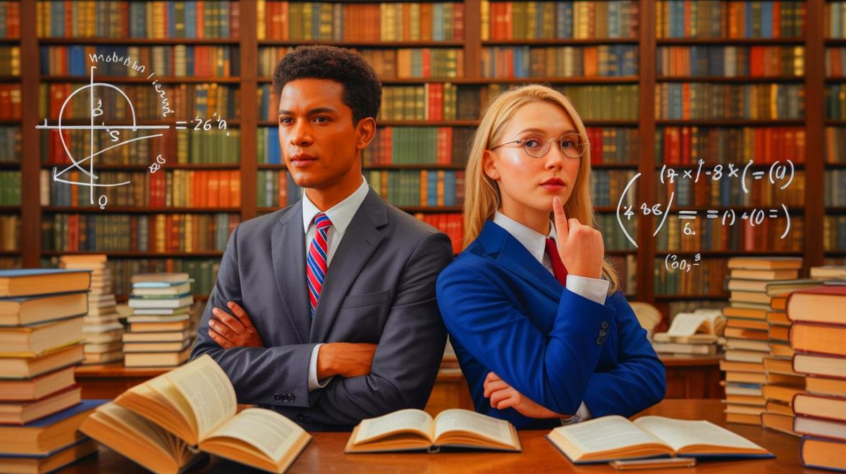 Illustration de Terence Tao et Kim Young-hoon, deux génies aux quotients intellectuels exceptionnels. Image réalisée par IA.