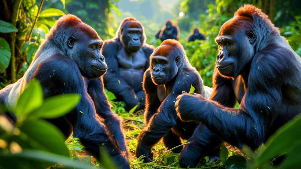 Illustration de l'influence insoupçonnée des femelles gorilles dans la dynamique sociale des clans. Image réalisée par IA.