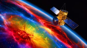Illustration de la première lumière de l'Univers révélée par le satellite Planck, générée par intelligence artificielle.