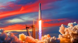 Illustration de la prochaine tentative de lancement du Starship de SpaceX, créée par intelligence artificielle.