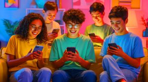 Illustration de l'utilisation croissante des chatbots d'intelligence artificielle par les adolescents, générée par intelligence artificielle.