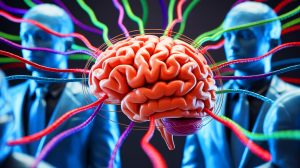 Illustration de l'influence de l'autorité sur le cerveau humain, générée par intelligence artificielle.