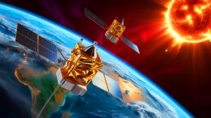 Illustration de la mission TRACERS de la NASA visant à étudier le champ magnétique terrestre, générée par intelligence artificielle.
