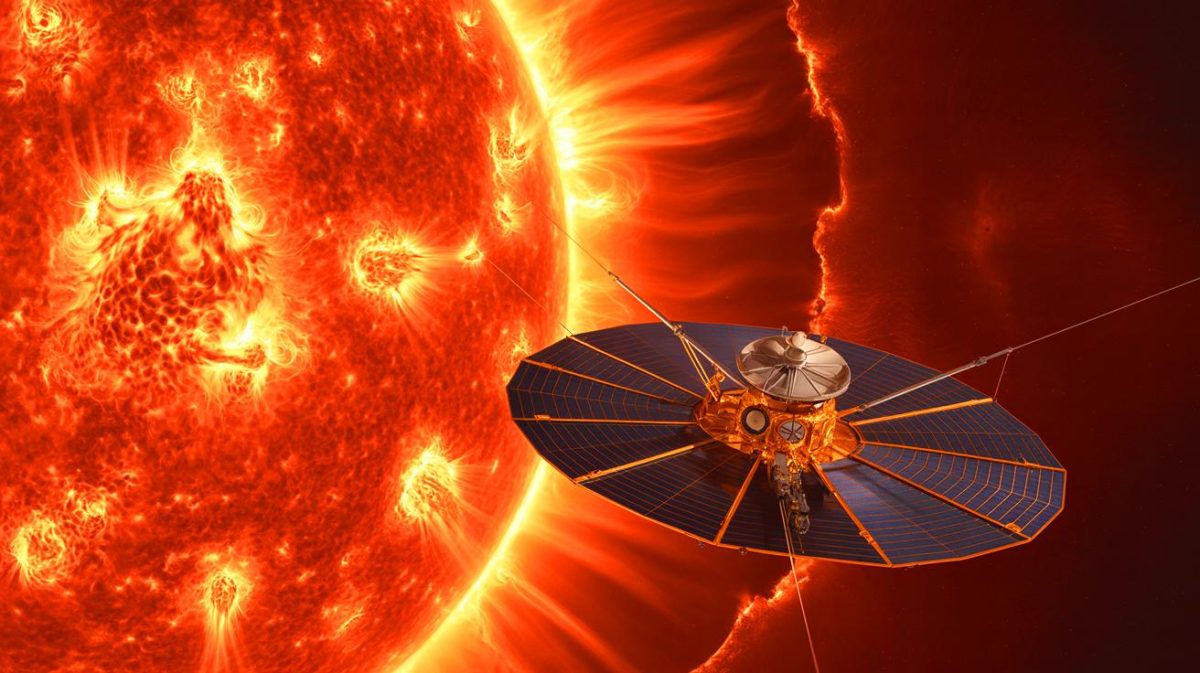 Illustration de la sonde Parker Solar Probe s'approchant du Soleil, générée par intelligence artificielle.