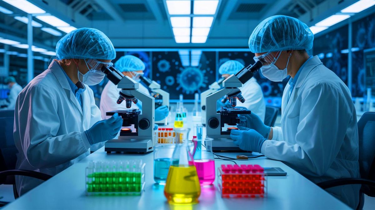 Illustration de l'hypothèse d'une fuite de laboratoire du Covid-19, générée par intelligence artificielle.