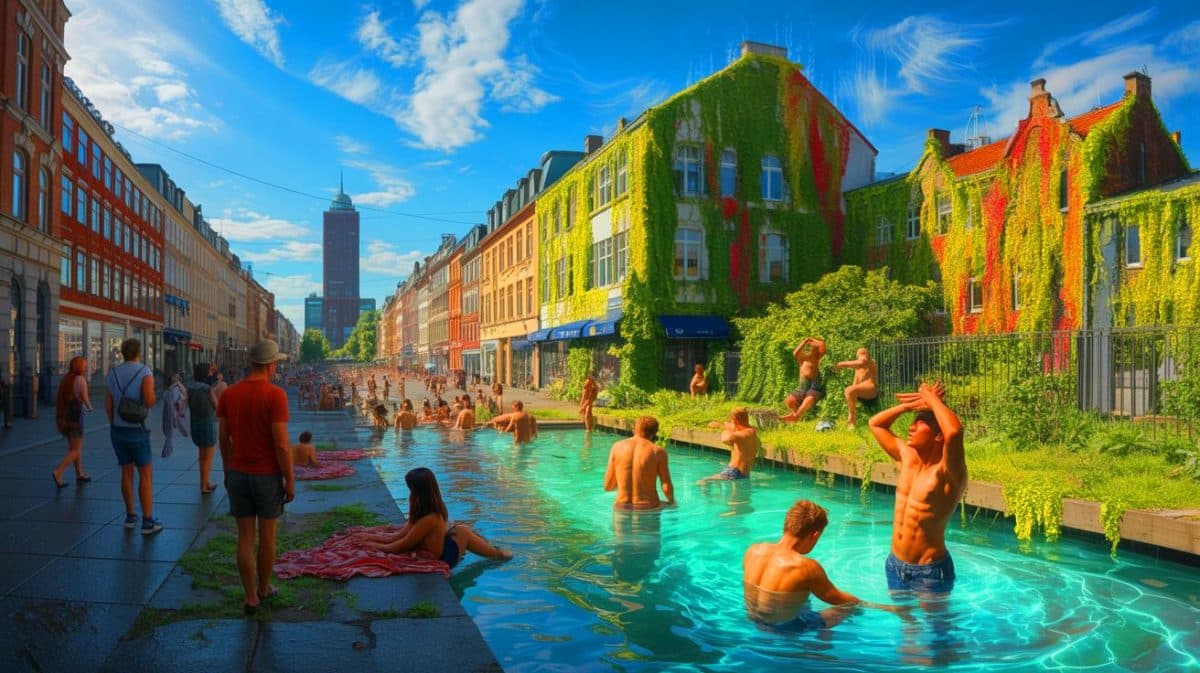 Illustration de l'Europe du Nord sous une canicule intense. Image réalisée par IA.