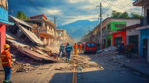 Illustration de la série de séismes ayant frappé le Guatemala, générée par intelligence artificielle.