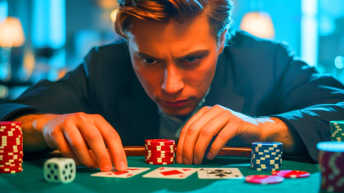 Illustration de l'impact des jeux de cartes et de dés sur les capacités cognitives. Image réalisée par IA.