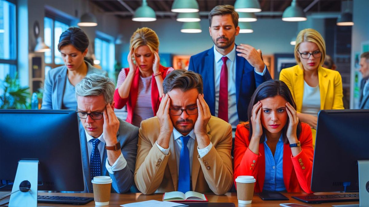 Illustration de l'impact du stress du lundi sur la santé, générée par intelligence artificielle.