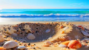 Illustration de l'origine et de la formation du sable des plages. Image réalisée par IA.