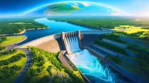 Illustration de la dérive polaire causée par la construction massive de barrages, générée par intelligence artificielle.